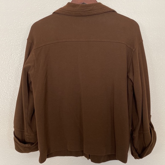 Jones New York Signature| Womens Jacket 3/4 Sleeve Brown Gold Snaps - Picture 7 of 14